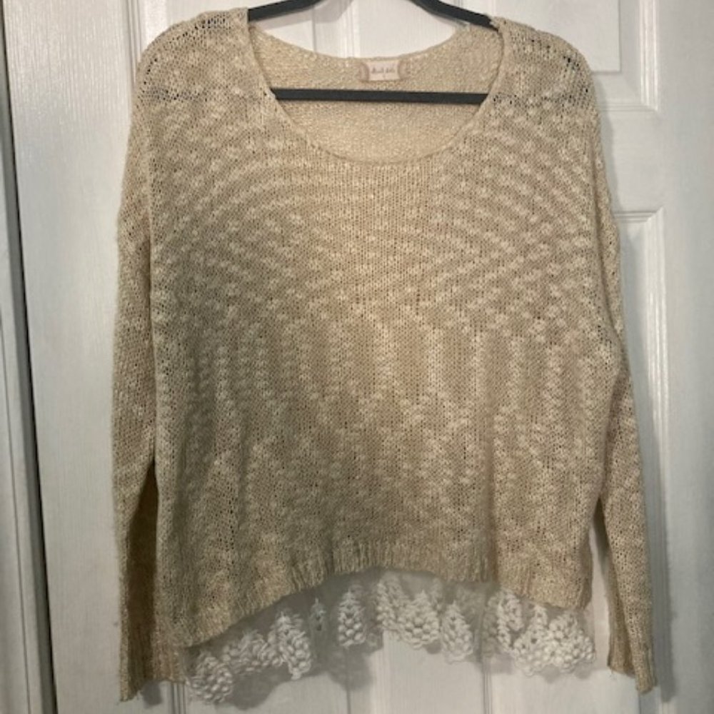 Alter'd State Sweater Beige with Lace Hem  Size Small